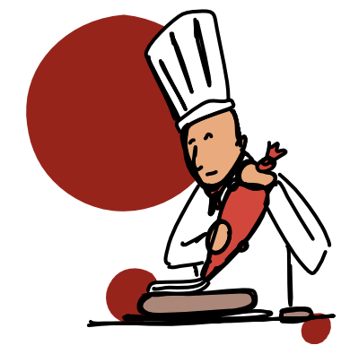 Illustration d'un chef entrain de pocher un gâteau